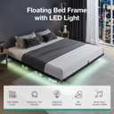 Novilla Floating Bed Frame with LED Lights, Modern Platform King Size Bed Frame with Mattress Slide Stopper, Easy Assembly, No Box Spring Needed, Noise Free