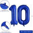 4 x TONIFUL 40 Inch Number 10 Balloon Laser Dark Blue Digital 10 Balloon Giant Foil 10 Navy Blue Balloons for 10th Birthday Party Engagement 10th Anniversary Celebration Graduations Decorations Supplies