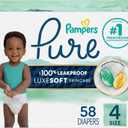 Pampers Pure Protection Baby Diapers, Size 4 (22-37 lbs), 58 Count, Up to 100% Leakproof, Premium Plant-based Skin Protection, Hypoallergenic Soft Diapers