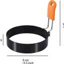 3.5" Egg Rings Set of 4 with Silicone Handle, Large Ring for Frying Eggs, Round Mold for English Muffins - Griddle Cooking Shaper for Indoor Camping Breakfast Sandwiches w/Silicone Oil Brush