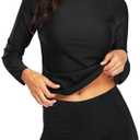 Daci Women Two Piece Rash Guard Long Sleeve Swimsuits UV UPF 50+ Swim Shirt Bathing Suit with Boyshort Bottom, Large