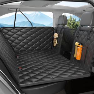 Dog Car Seat Cover for Back Seat, Hard Bottom Back Seat Extender for Dogs - Supports 400lbs, 2025 New Waterproof, Scratch Resistant, Anti Slip Portable Dog Hammock,Suitable for Cars, SUVs and Trucks (Black)