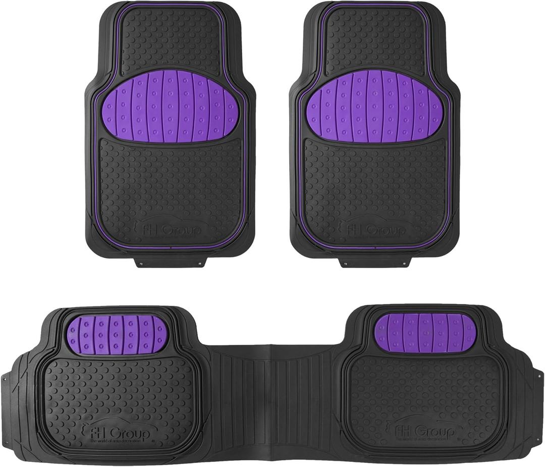 FH Group Car Floor Mats - Heavy-Duty Rubber Floor Mats for Cars, Universal Fit Full Set, Trimmable Automotive Floor Mats, ClimaProof Floor Mats For Most Sedan, SUV, Truck Floor Mats Purple