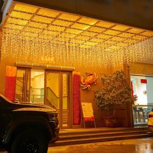 Icicle Lights, 16.4 FT 192 LED 8 Modes, Fairy Hanging Ceiling Twinkle Connectable Waterfall String Lights for Indoor Christmas Eaves Balcony Business Outdoor Decor, Warm White, 5M10 (16.4FT-Dropping 39.3IN)