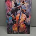 CXHOSTENT Black Jazz Canvas Wall Art Abstract Black Music Painting Prints African American Picture Musical Instruments Artwork for Men Room Decor Framed (Black, 16.00" x 24.00")