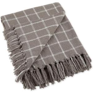 DII Transitional Checked Plaid Woven Throw, 50x60, Gray