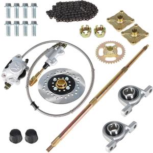 32 in/815mm Go Kart Rear Axle Assembly Kit with Shaft & Hub & Chain & Brake Master Cylinder Replacement for Go Kart ATV