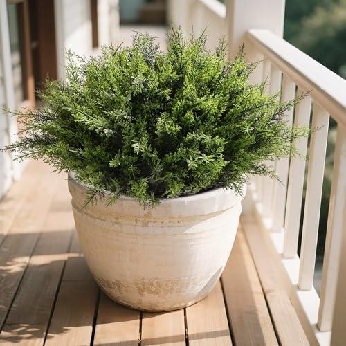 Waipfaru 12 Bundles Artificial Plants Outdoor, UV Resistant Artificial Plants, Fake Plants for Outdoor Porch Decor Lifelike Fake Bushes Greenery for Home Farmhouse Yard Decorations