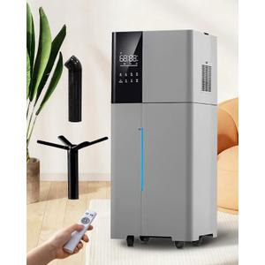 Humidifier Large Room,26L/6.8Gal Whole House Humidifiers for Bedroom Home 3000 sq.ft,1800ml/H,Commercial and Industrial Humidifiers with 360 Nozzle & Extension Tube,Top Fill,Gray