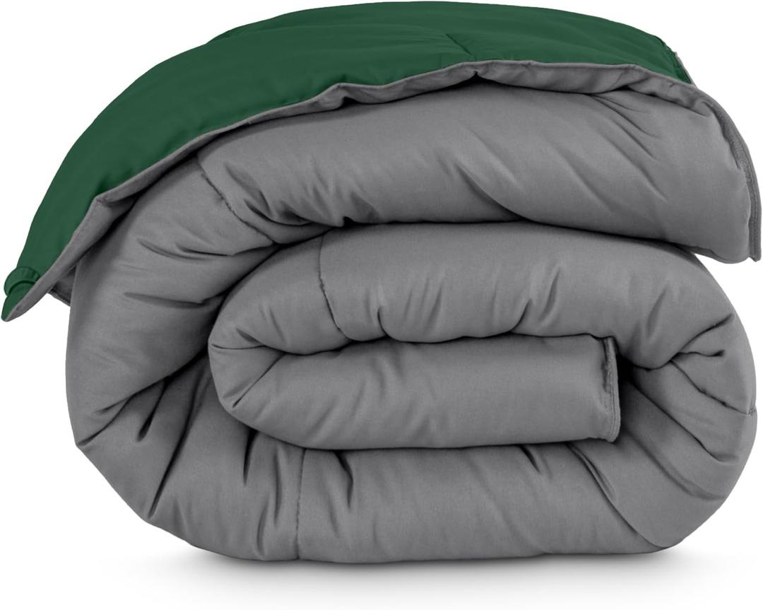 Bare Home Reversible Comforter (Twin/Twin XL, Grey/Forest Green)