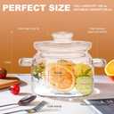 Large 96oz (3 Quart) Borosilicate Glass Saucepan with Lid,Clear Glass Simmer Pot for Stovetop Cooking, Microwave & Dishwasher Safe, Multipurpose Potpourri Pot, Serving Dish for Kitchen Use