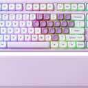 YUNZII B87 Wireless Mechanical Keyboard, QMK/VIA Programmable, TKL Layout 87 Keys, BT/2.4G/USBC, Hot Swap Gasket Mount RGB Backlit Gaming with Wrist Rest for Win/Mac (Purple Heart, Milk V2)