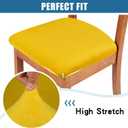 Smiry Velvet Seat Covers for Dining Room Chair Set of 4, Stretch Fit Removable Washable Chair Seat Cushion Protector Slipcovers with Ties, Mustard Yellow