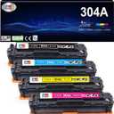 4-Pack Replacement for HP 304A Toner Cartridges for HP Color LaserJet CP2025,Color LaserJet CM2320 MFP Series Printer Ink (Black,Cyan, Magenta, Yellow)