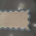 Luxury Cute Bathroom Rugs, White Bath Mat W/Blue Scalloped Edge, Microfiber Aesthetic Trendy Funky Fun Preppy Rug, Extra Soft Bathroom Mat Non-Slip for Tub, Shower, and Bath Room 30'' x 20'' (1'8" x 2'6" (Rectangular))