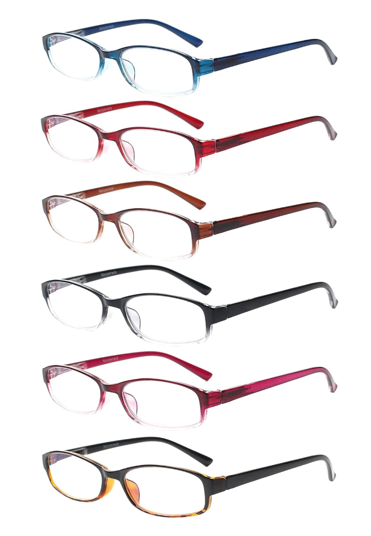 NORPERWIS 6 Pack Ladies Reading Glasses for Women Blue Light Blocking Spring Hinge Fashion Eyeglasses Readers for Women (Mix Color, 1.75)