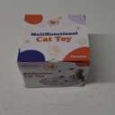 Interactive Cat Toy: 5 in 1 Automatic Cat Toy for Indoor Cats, Rechargeable Hide and Seek Toy with PVC Cover, Battery Operated Kitten Laser Toy, Self Play Fluttering Feather Wand with Track Ball (White + 4 Feathers + 3 Poles)