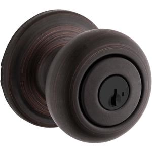 Kwikset Hancock Entry Door Knob with Lock and Key, Secure Keyed Handle Exterior, Front Entrance and Bedroom, Venetian Bronze, Pick Resistant SmartKey Rekey Security and Microban
