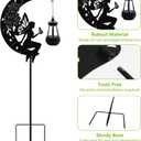 6 x Solar Fairy Garden Outdoor Stake Holding Solar Lantern Outdoor Decor Metal Large Fairy Sitting Moon Silhouette Stakes for Garden Lawn Patio or Courtyard