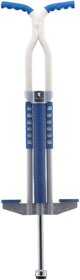 Flybar Master Pogo Stick for Kids Ages 9+, 80160 lbs  Easy Grip Handles  Active Exercise Toy for Tweens & Teens  Outdoor Toy with Non-Slip Foot Pegs for Boys and Girls  No Assembly Needed (Silver/Blue)