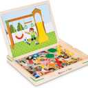 Melissa & Doug Wooden Magnetic Matching Picture Game with 119 Magnets and Scene Cards Magnetic Book Scenes for Kids Ages 3+