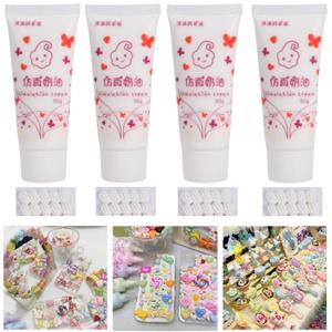Cream Glue for DIY Crafts, 4pcs (50ml Each) White Decoden Cream DIY Phone Case Kit with 4pcs Piping Tips, Perfect for Handmade Crafts and Decorations (White)