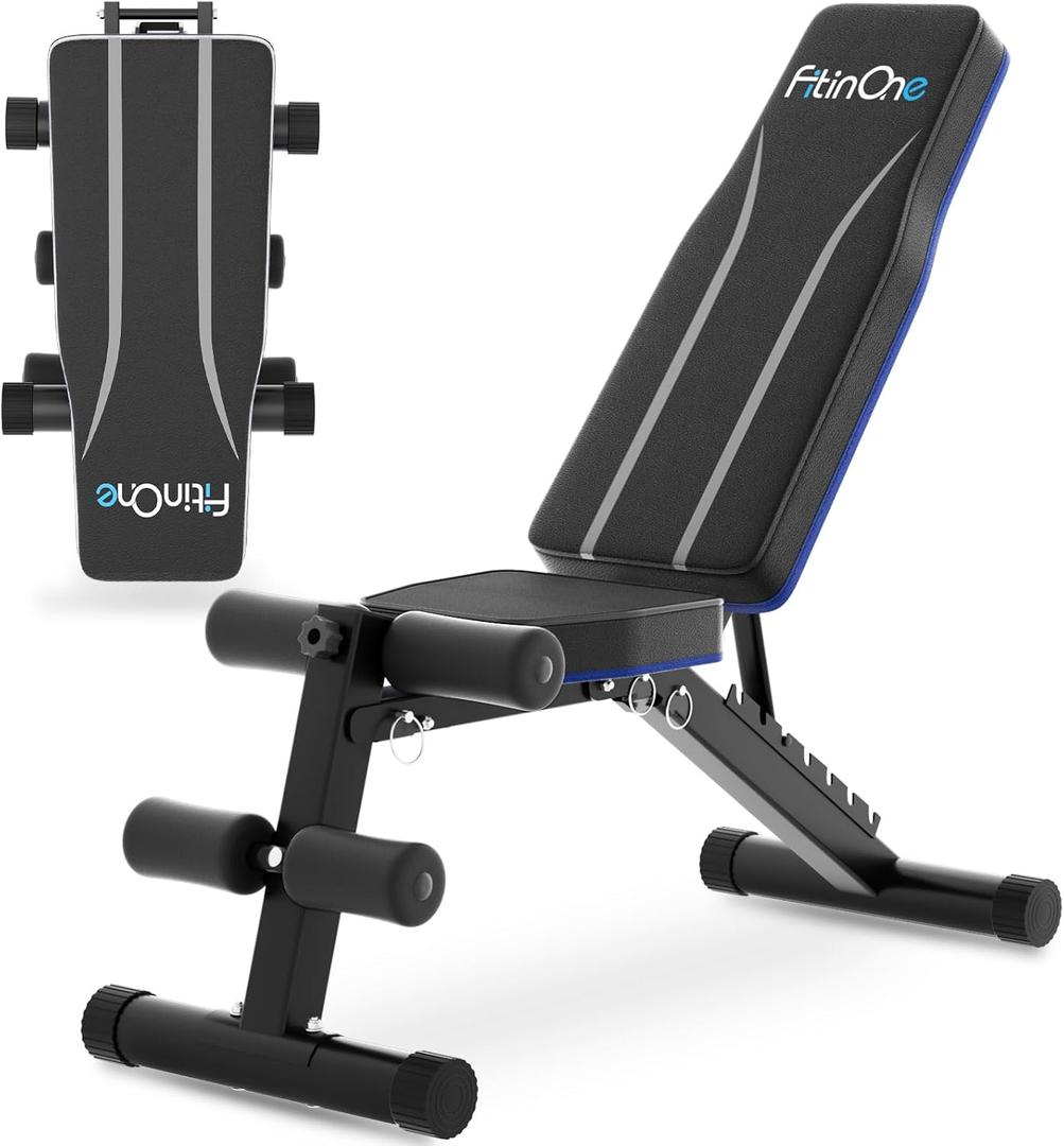 FitinOne Adjustable Folding Weight Bench for Home Gym, 660 lbs Capacity Multi-Functional Workout Bench Sturdy Durable for Full Body
