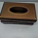 Crafted Classical Retro Wooden Antique Book Tissue Box Cover Rectangular Tissue Holder Dispenser Paper Cover Case Napkin Holder Home Decor for Bathroom Living Room Office car Kitchen (10.6"L x 6.3"W x 4.2"H)