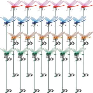 Dragonfly Clip,Fake Dragonflies, Humming Bird Stakes Fake, Plastics Dragonfly for Garden Stakes Decor Yard Ornaments for Hat,Deer and Horse,Fly Scare Devices for Indoor Outdoor (24Pcs)