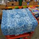 RoomTalks Boho Blue Washable Rug Thin Indoor Doormat 2x3 Entryway Entrance Small Rugs Non Slip Stain Resistant, Vintage Distressed Medallion Area Rugs Throw Carpet for Bathroom Laundry Kitchen