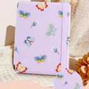 for iPad Air 11 inch Case M3 2025/M2 2024 - Air 5th/4th Generation Case 10.9'' for Women Girls Cute Embroidered Folio Stand Cover with Pencil Holder & Card Slot Kawaii Butterfly Design Cases