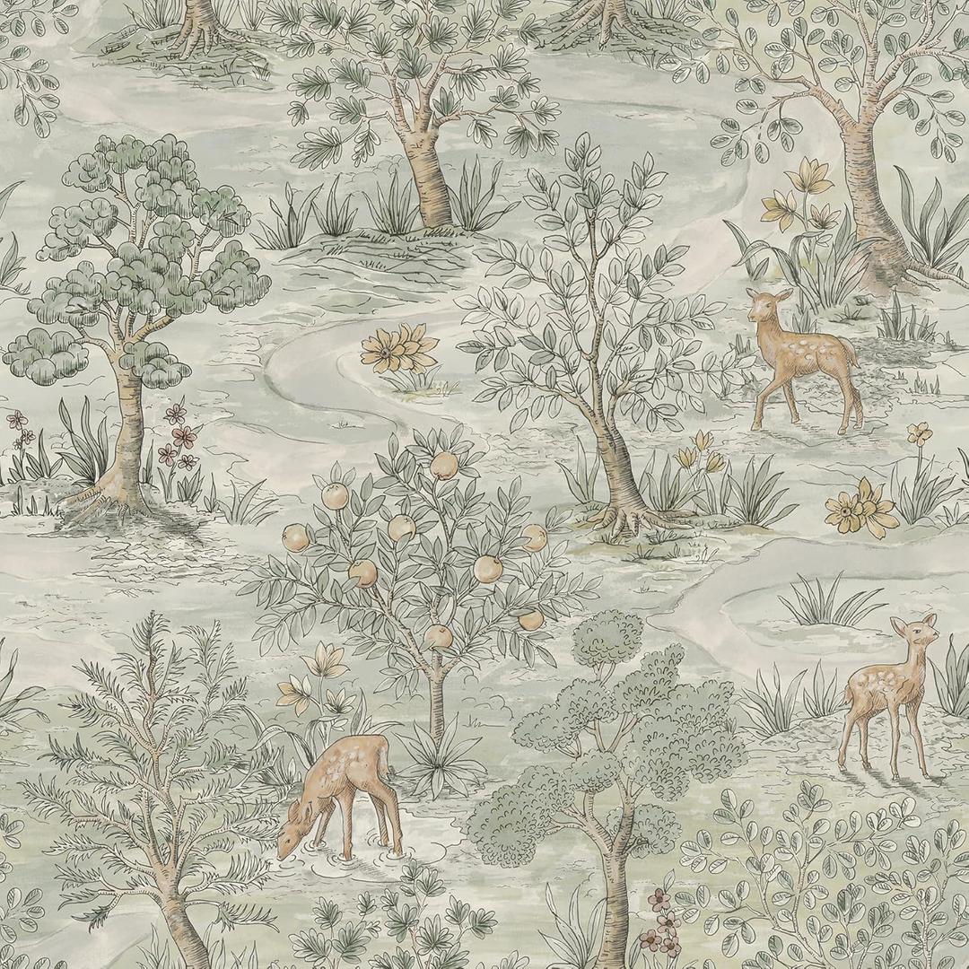 NuWallpaper x Chris Loves Julia Bramble Wintergreen Peel and Stick Wallpaper, CJS6321