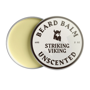 Striking Viking Beard Balm for Men – Light Hold, Unscented, 2 Oz - Leave-in Beard Conditioner with Shea Butter, Tea Tree, Argan & Jojoba Oils - Smooth, Shape & Moisturize Coarse, Dry Facial Hair