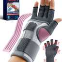 FEATOL Compression Arthritis Glove with Wrist Brace, Comfortable Fingerless Carpal Tunnel Hand Gloves for Women Night Support, Pain Relief for Rheumatoid Arthritis, Work, Typing - Right Hand, Small