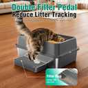 OROLEY XXXL Stainless Steel Cat Litter Box with Lid, Extra Large High-Sided Enclosed Box for Big Cats, Leak-Proof & Non-Stick, Easy Entry, Includes Scoop & Step (23.6" x 15.7" x 10.6")