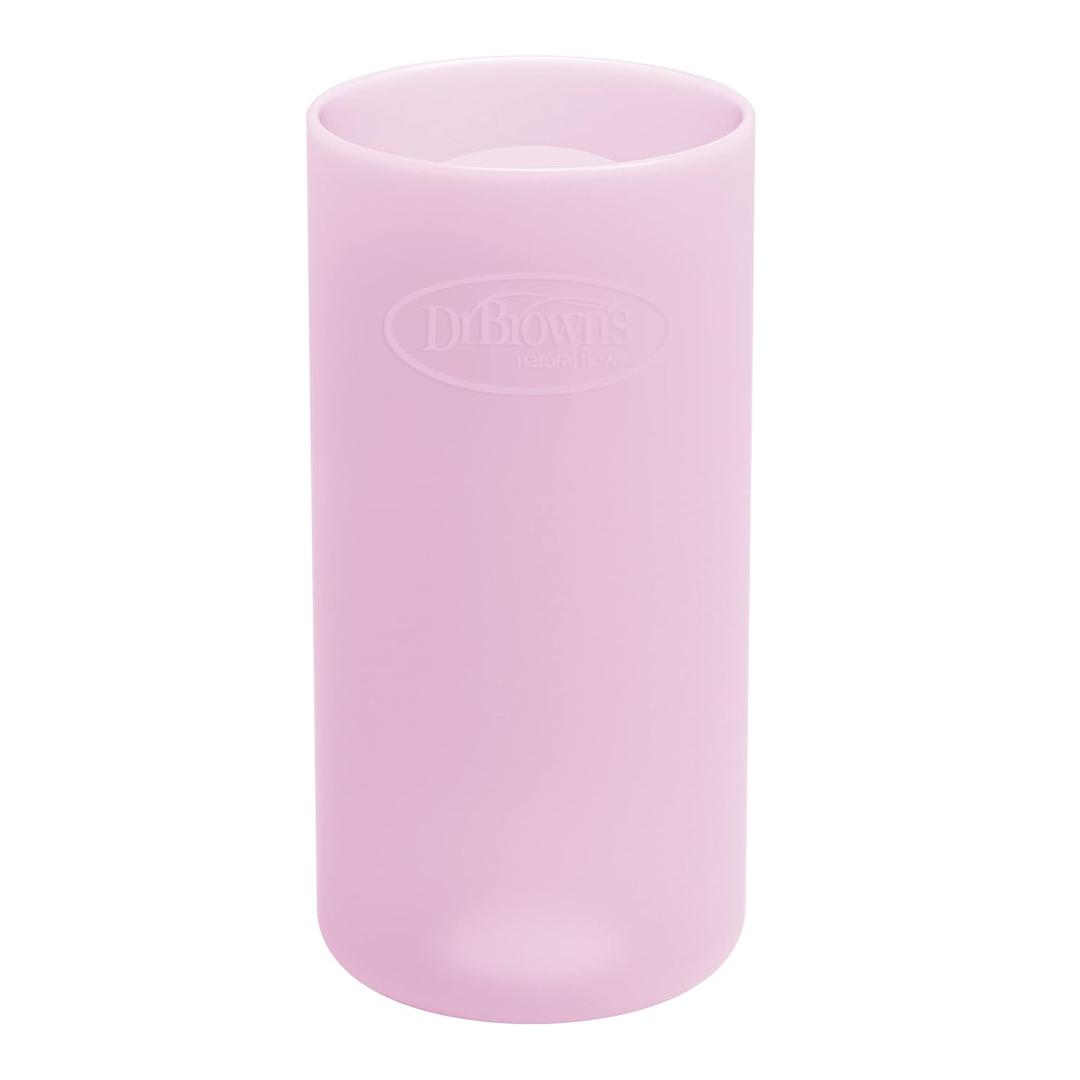 2 x Dr. Brown's Options+ Narrow Glass Bottle Sleeve, 100% Silicone, Pink, BPA-Free, 8 oz, 1-Pack