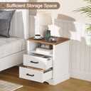 ChooChoo Farmhouse Night Stands with Charging Station 2 Drawers, 1 pack