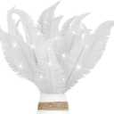 20 Pieces Artificial Christmas Glitter Leaves Branches Sparkly Fake Leaf Sprays for Christmas Tree Picks 10" Ornament Flower Arrangements DIY Crafts Wreaths and Holiday Decoration Tree Filler (White)