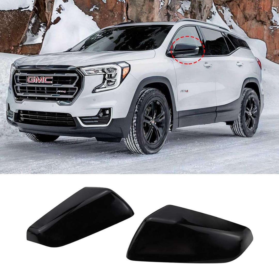 Left Driver Side & Right Passenger Side Exterior Mirror Cap Cover Rearview Mirror Cover Trim Fit for 2018-2023 Chevrolet Equinox/GMC Terrain Replaces 23406417 23406416 (Glossy Black)