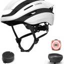 Lumos Ultra Helmet (Jet White,Non-MIPS,Size M-L) & Firefly Bike Light & Charging Cradle
