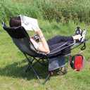 Reclining Camping Chair with Removable Footrest Lounge Chair with Headrest, Cotton Cushion, Portable Adjustable Folding Chairs, 2 pack