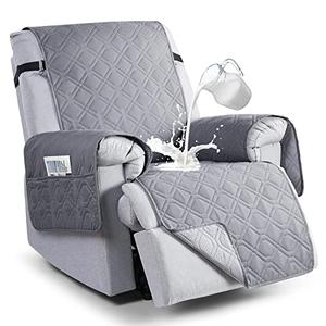 VANSOFY 100% Waterproof Recliner Chair Covers, Recliner Cover Non-Slip Dog Chair Cover Furniture Protector Washable Slipcover with Pocket, Elastic Straps for Pets, Dogs(Light Gray, 30")