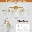 3-Light Bathroom Vanity Light Fixtures, 21 Inch Modern Industrial Golden Vanity Lights for Bathroom Light Fixtures with Bell Bubble Glass Shade Wall Sconce for Mirror, Bedroom, Hallway