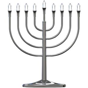 Zion Judaica LED Large Display Menorah Silver Electric Hanukah Menorah Powered by USB Hanukkiah with LED Flame-Shaped Bulbs Chanukah Lights Minorah Hanukah Dcor
