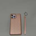Cavor for iPhone 13 Pro Max Wallet Case with Card Slots Holder,Polka dots PU Leather [Kickstand Feature][Wrist Strap] Double Magnetic Clasp Shockproof Flip Phone Cover - Rose Gold