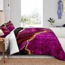 Black Gold Comforter Set Hot Pink Marble Bedding Set Queen Size Black Marble Stone Abstract Artwork Bedroom Decor Black Marble Comforter Sets for All Season