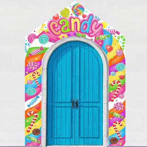 3 Pcs Lollipop Candyland Party Decorations for Door Large Porch Sign Door Arch Banner Set Colorful Candy Land Themed Birthday Baby Shower Sweet Shop Party Supplies
