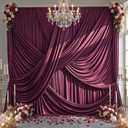 10ft×12ft Burgundy Backdrop Curtains for Wedding Parties, 2 Panels Wrinkle Free Polyester Photo Backdrop Drapes Back Drop Cloth for Birthday Photography Background