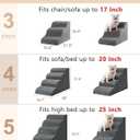 Aodisman Dog Stairs Ramp for Bed and Couch,4 Step Dog Steps for Small Dogs,Pet Stairs with Non-Slip Bottom for Old Cats,Indoor Pet Steps,Comfort,Durable,17.4" H,Grey