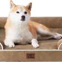 EHEYCIGA Orthopedic Dog Beds for Large Dogs, Waterproof Memory Foam Large Dog Bed with Sides, Non-Slip Bottom and Egg-Crate Foam Pet Couch Bed with Washable Removable Cover, Camel   36.0"l X 27.0"w X 6.5"th